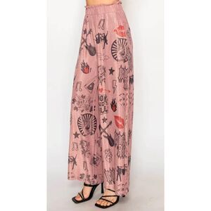 NWOT~Soft Shimmery Lurex Rose Pink Rock n Roll Inspired Palazzo Pants